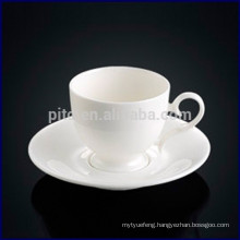 Hot selling fine bone china porcelain coffee cup western design white coffee cup with saucer for high tea